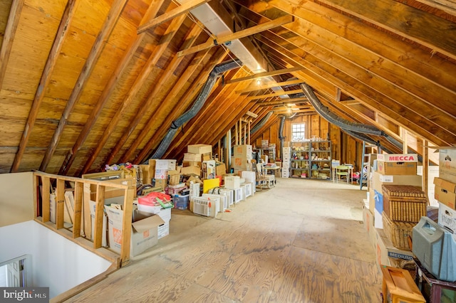 view of unfinished attic