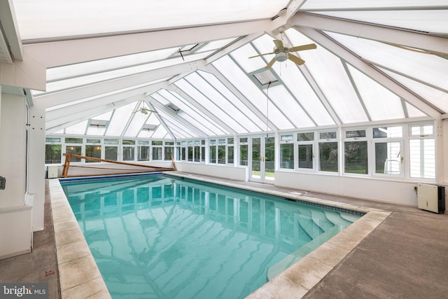 view of swimming pool with ceiling fan