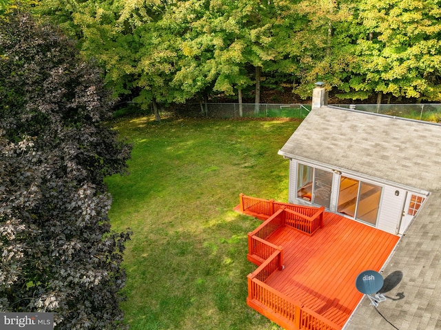 view of yard featuring a deck