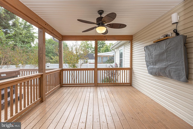 deck featuring ceiling fan