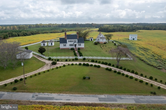 aerial view featuring a rural view