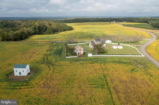 drone / aerial view featuring a rural view