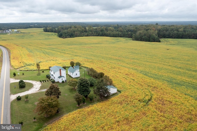 aerial view featuring a rural view