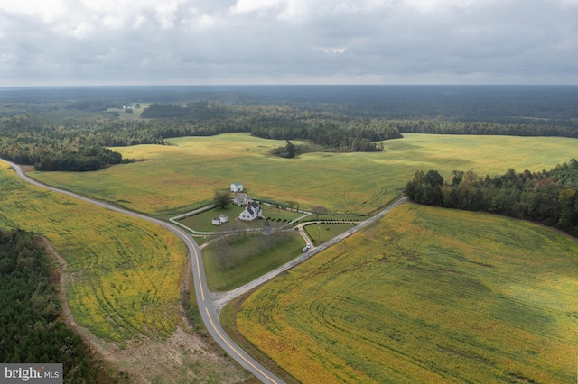 birds eye view of property with a rural view