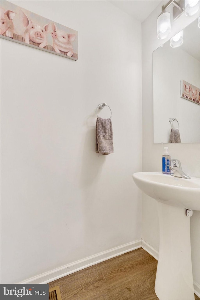 bathroom featuring sink and hardwood / wood-style floors