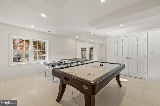 playroom featuring light tile patterned floors