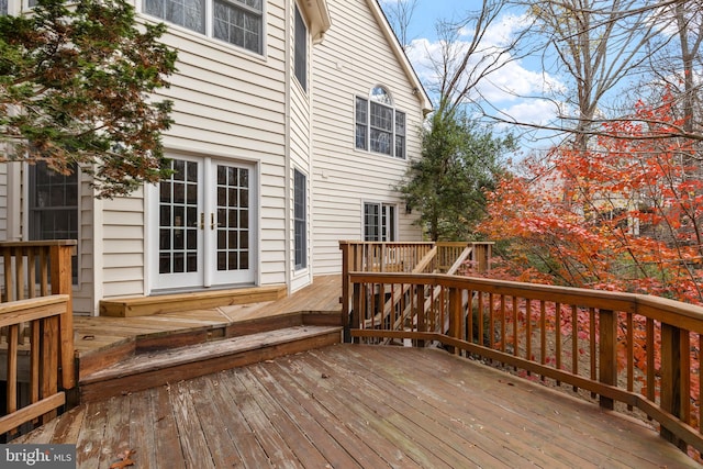 wooden terrace with french doors