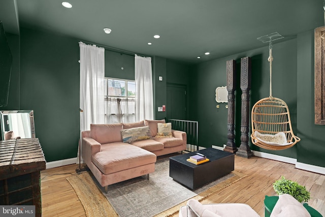 living room featuring light hardwood / wood-style floors