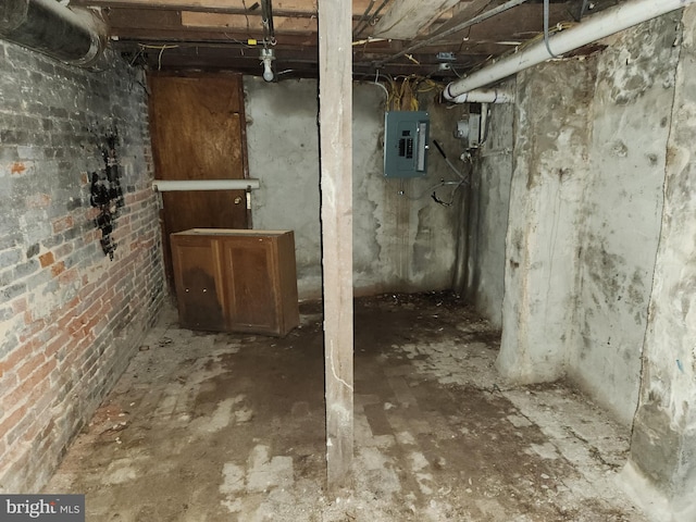 basement with electric panel