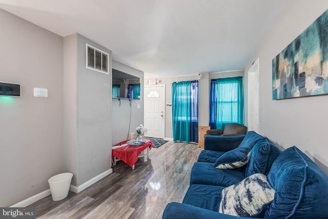 living room with hardwood / wood-style floors