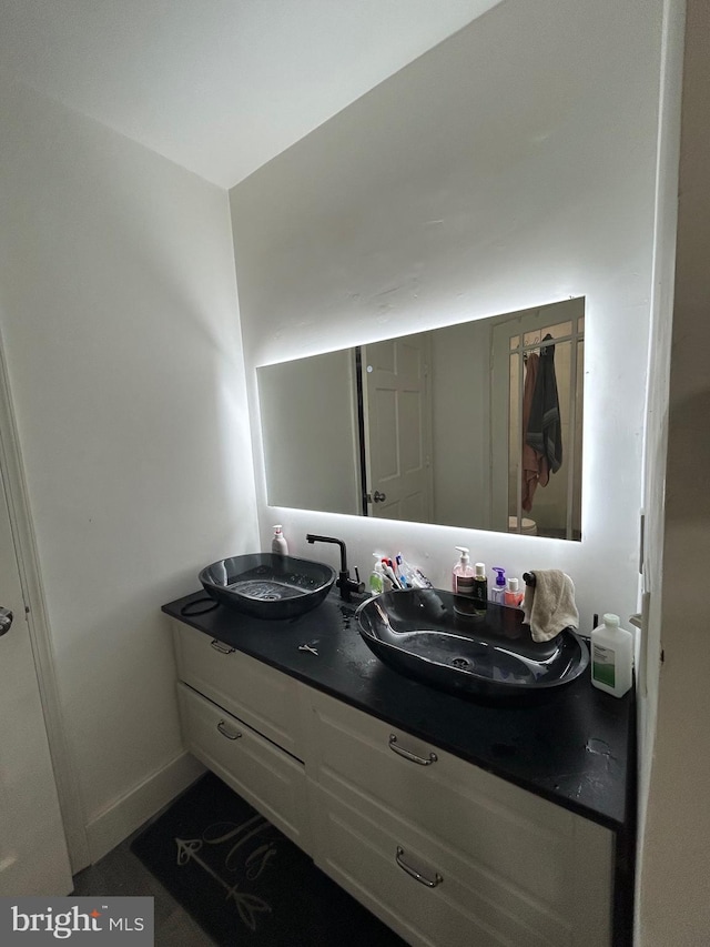 bathroom featuring a sink and double vanity
