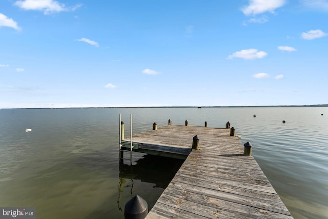 dock area featuring a water view