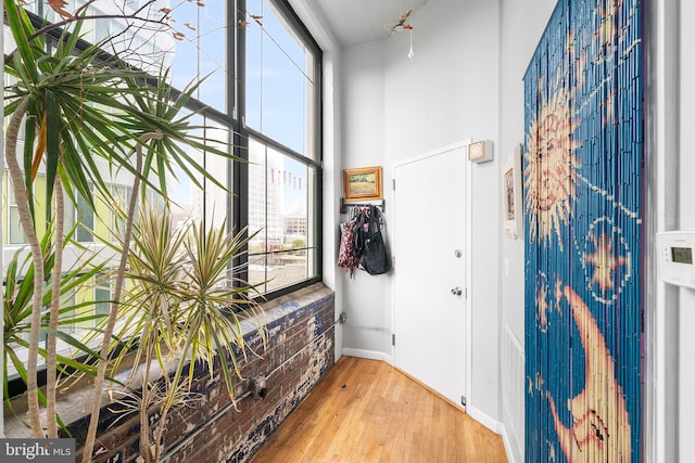 entryway with hardwood / wood-style floors