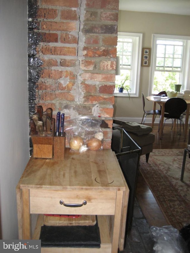 kitchen with hardwood / wood-style flooring