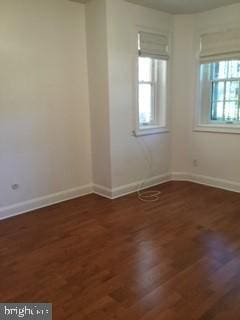 spare room featuring dark wood-type flooring