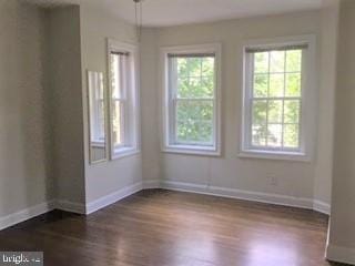 spare room featuring dark hardwood / wood-style flooring