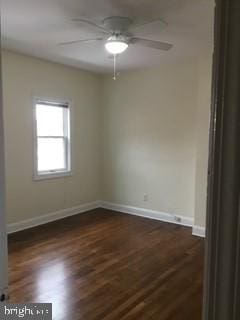 651 Constitution Ave NE, Washington, DC 20002 - empty room with dark wood-style floors, baseboards, and ceiling fan