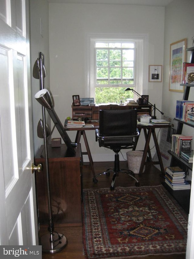 office featuring hardwood / wood-style floors