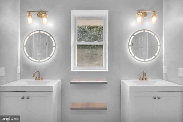 bathroom featuring two vanities and a sink