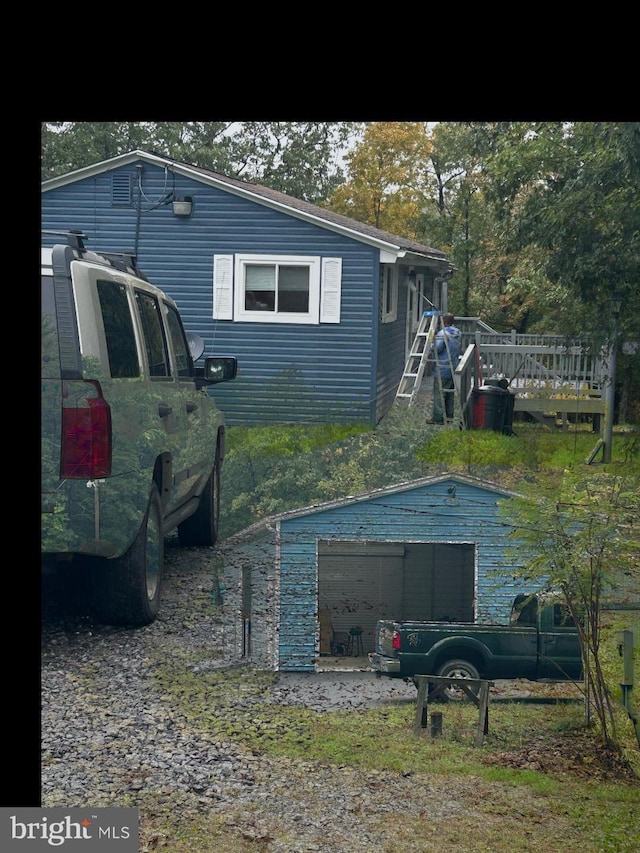 exterior space with a garage