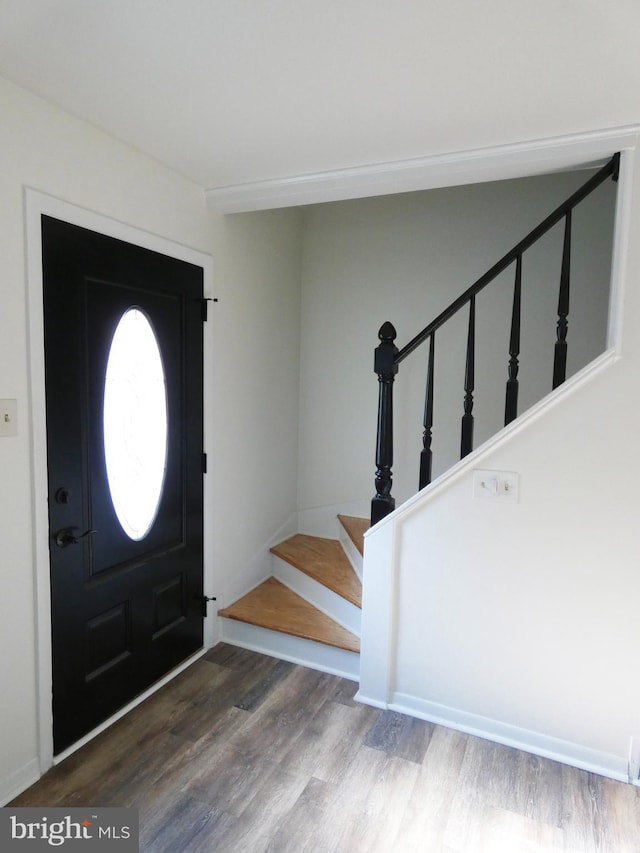 foyer with wood-type flooring