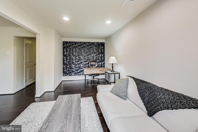 living room featuring dark hardwood / wood-style flooring