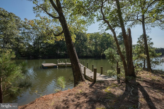 view of dock featuring a water view