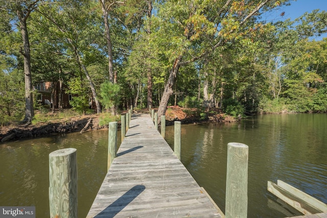 view of dock featuring a water view