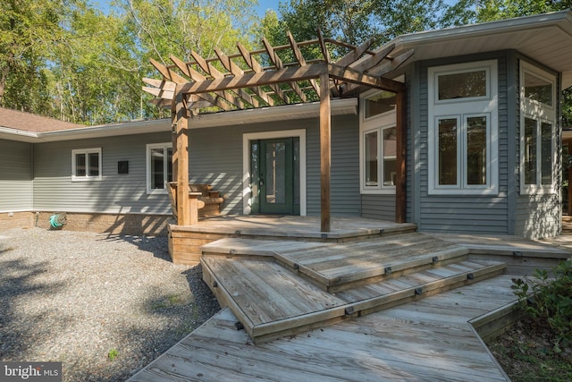 exterior space featuring a pergola