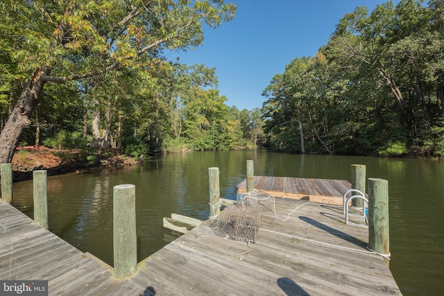 view of dock featuring a water view