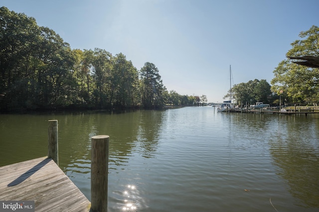 view of dock featuring a water view