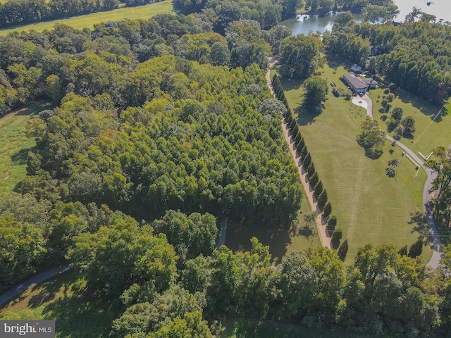 birds eye view of property with a rural view and a water view