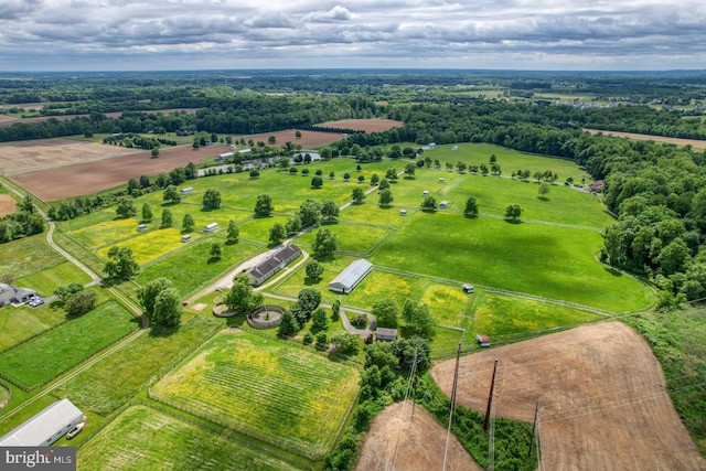 aerial view with a rural view