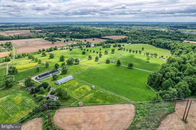 aerial view featuring a rural view