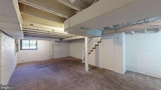 basement featuring carpet floors