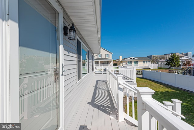 wooden balcony with a deck