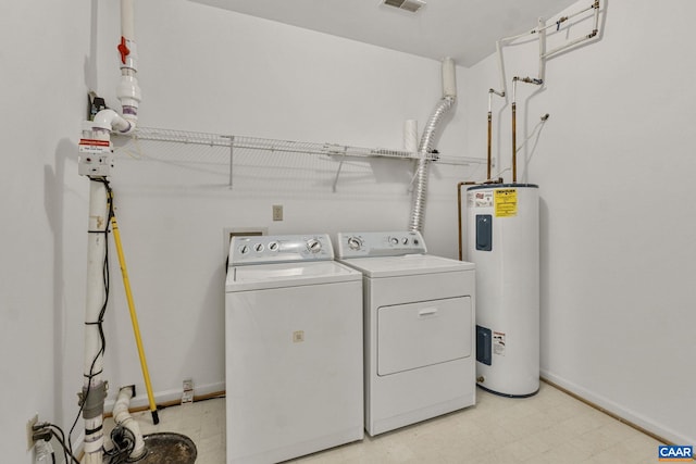 laundry room with independent washer and dryer and electric water heater