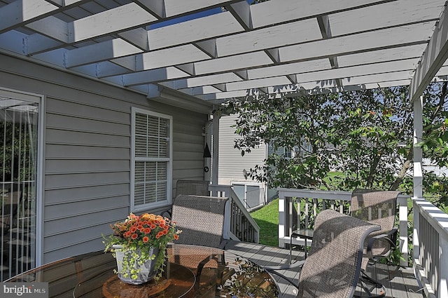 deck featuring a pergola