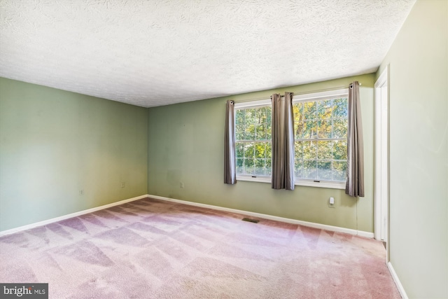 carpeted spare room with a textured ceiling