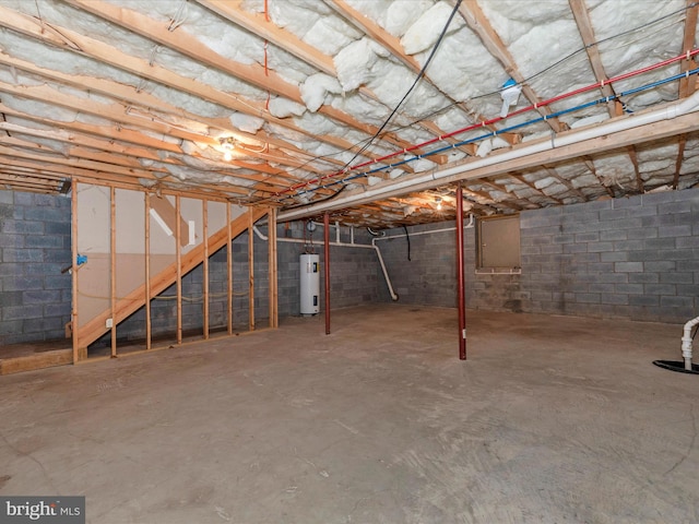 basement with electric water heater