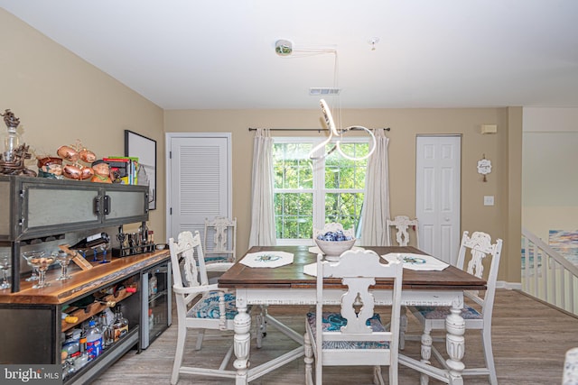 dining room featuring light hardwood / wood-style floors