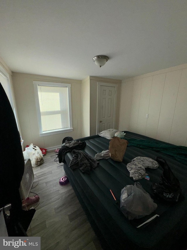 bedroom with wood-type flooring