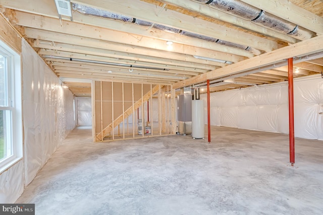 basement featuring water heater