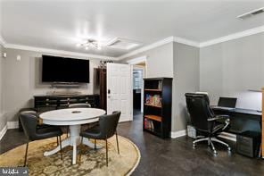 interior space with crown molding