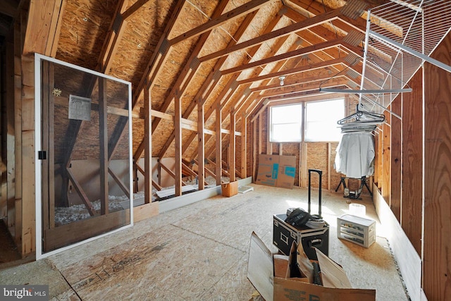 view of unfinished attic