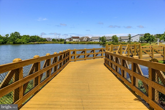 view of dock featuring a water view