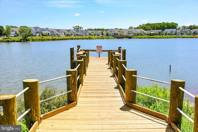 view of dock featuring a water view