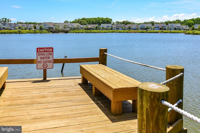 dock area featuring a water view