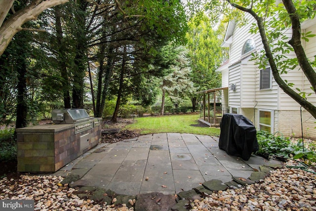 view of patio with grilling area and exterior kitchen