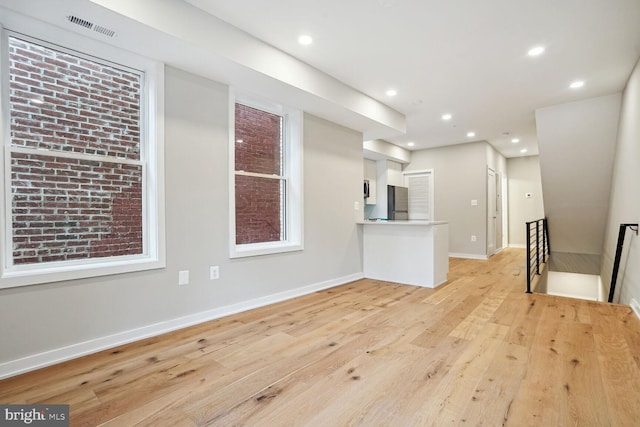 unfurnished living room featuring light hardwood / wood-style floors